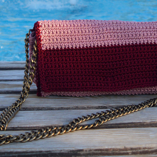 Χειροποίητη crochet τσάντα ώμου TULIP - crochet, αλυσίδες, τσάντα, ριγέ, θήκες, χειροποίητα, κορδόνια, αλυσίδες, πλεκτές τσάντες, χιαστί, φάκελοι - 3