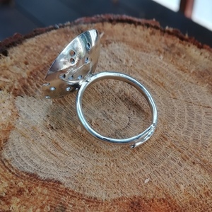 Silver 925.Ανεμοδαρμένο λουλούδι από ασήμι. Δαχτυλίδι με μαργαριτάρι. - ασήμι, μαργαριτάρι, χειροποίητα, μεγάλα, αυξομειούμενα - 4