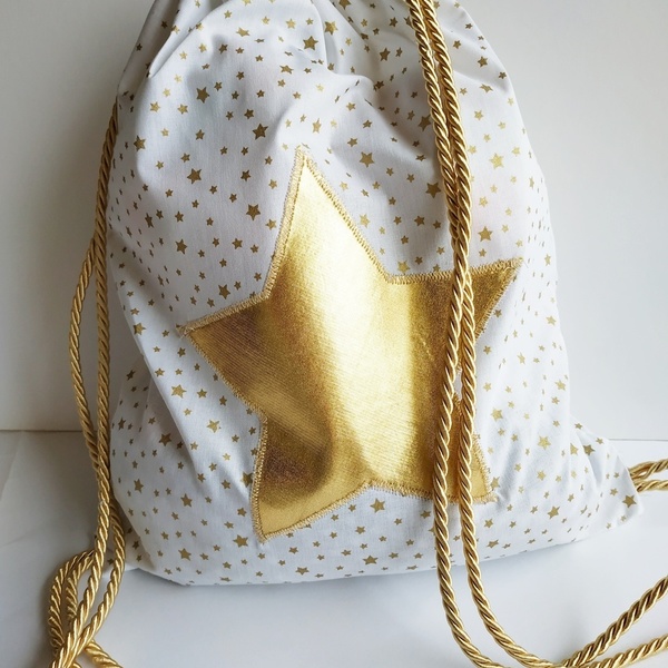 Παιδικό σακίδιο πλάτης / τσάντα πλάτης χρυσό αστέρι - κορίτσι, δώρα γενεθλίων, τσαντάκια, δώρο παιδικό - 5