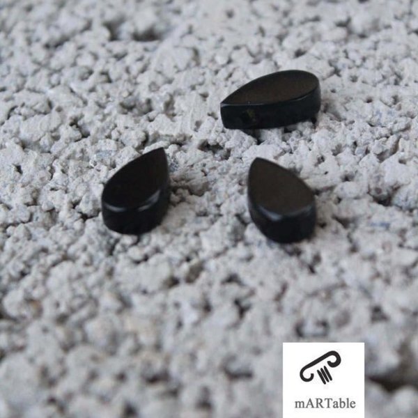 Tear Drop Granite Necklace-Χειροποίητο Κρεμαστό από Μαύρο Γρανίτη! - ασήμι, επιχρυσωμένα, κοντά, gift idea - 3