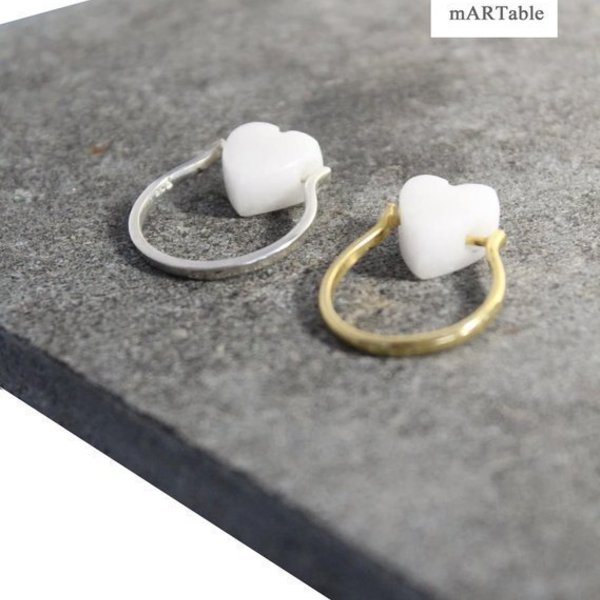 "P o t o s" Heart Marble Ring-Χειροποίητο Δαχτυλίδι από ασήμι 925 και μάρμαρο! - ασήμι, gift idea