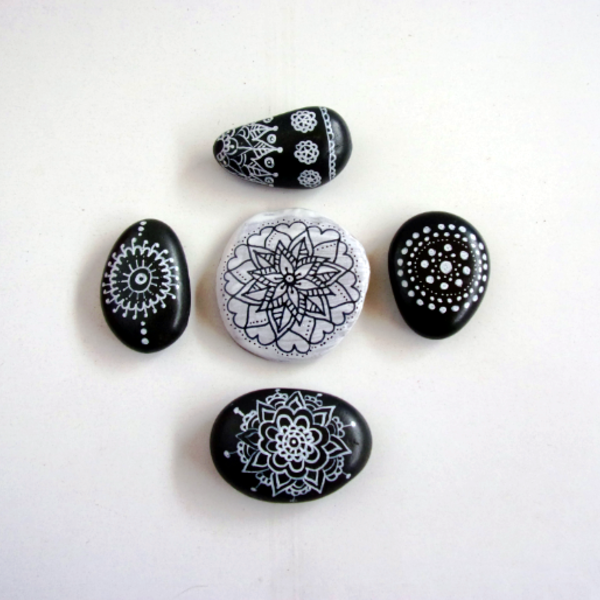 Mini Black&White - minimal, διακοσμητικές πέτρες, βότσαλα, αξεσουάρ γραφείου