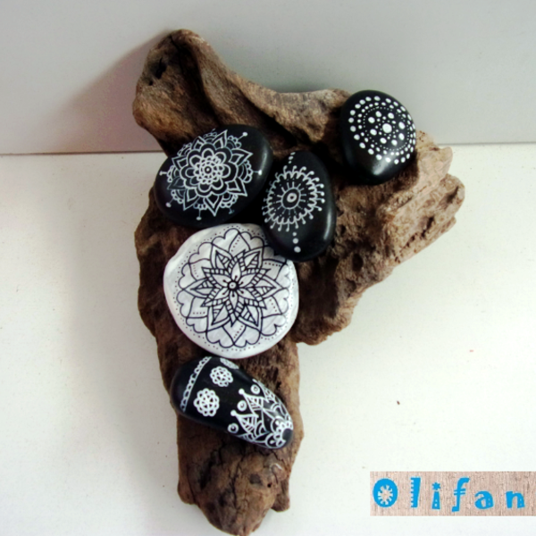 Mini Black&White - minimal, διακοσμητικές πέτρες, βότσαλα, αξεσουάρ γραφείου - 2