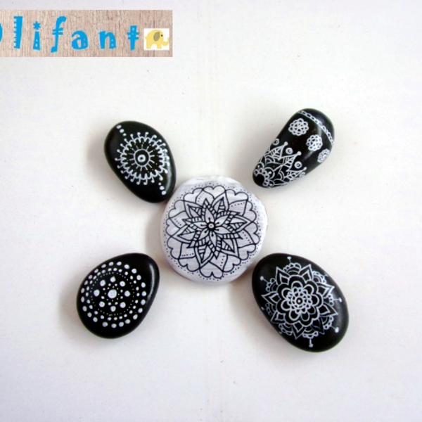 Mini Black&White - minimal, διακοσμητικές πέτρες, βότσαλα, αξεσουάρ γραφείου - 3