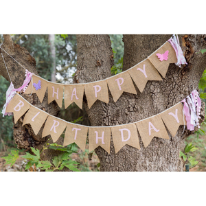 Σημαιάκι γενεθλίων με πεταλούδες ✿ Happy Birthday - κορίτσι, γιρλάντες, διακοσμητικά, παιδικό πάρτυ, είδη για πάρτυ - 3