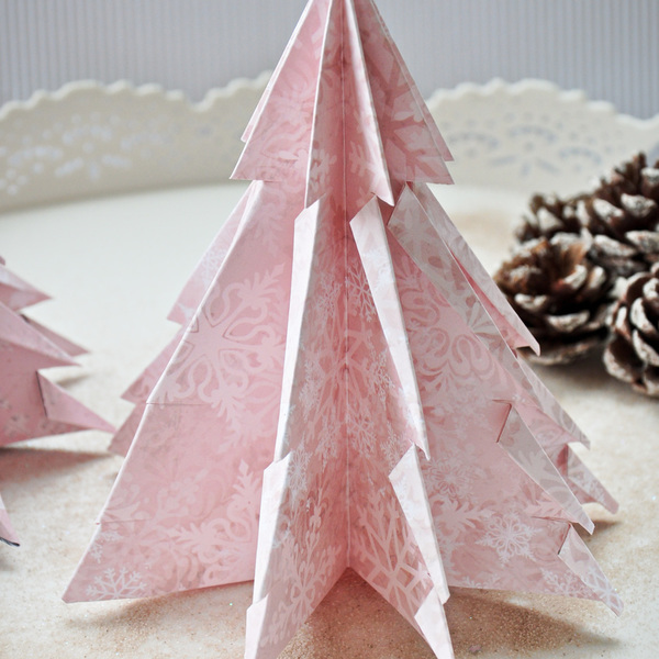 Origami Pink Christmas trees! (Σετ 2 τεμαχίων) - διακοσμητικό, χριστουγεννιάτικο δέντρο - 2