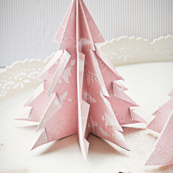 Origami Pink Christmas trees! (Σετ 2 τεμαχίων) - διακοσμητικό, χριστουγεννιάτικο δέντρο - 3