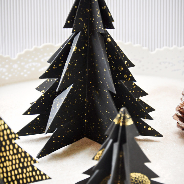 Origami Black Christmas trees! (Σετ 3 τεμαχίων) - διακοσμητικό, χριστουγεννιάτικο δέντρο, διακοσμητικά
