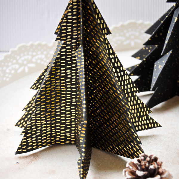 Origami Black Christmas trees! (Σετ 3 τεμαχίων) - διακοσμητικό, χριστουγεννιάτικο δέντρο, διακοσμητικά - 2