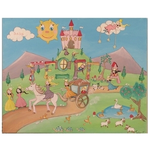 30*40 Παιδικός Πίνακας με όνομα «Πριγκίπισσες» - κορίτσι, όνομα - μονόγραμμα, διακόσμηση βάπτισης, προσωποποιημένα, παιδικοί πίνακες
