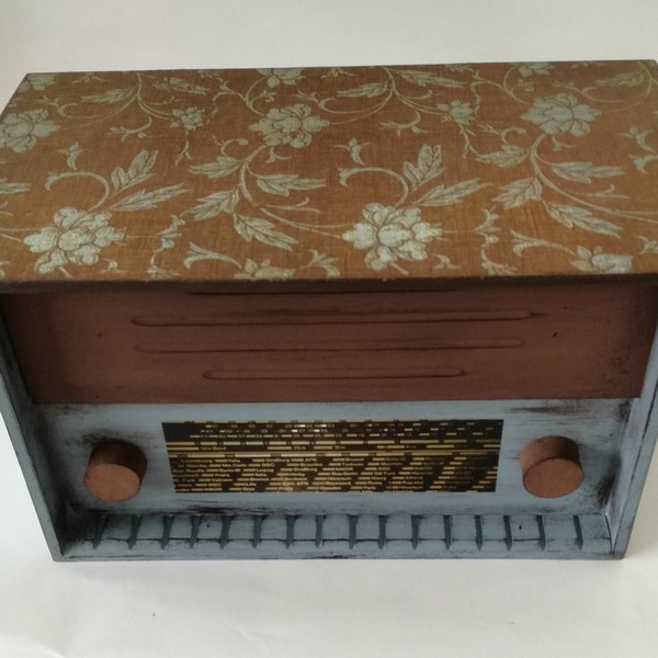 Vintage χειροποίητο κουτί ραδιόφωνο - mdf, κουτιά αποθήκευσης - 2