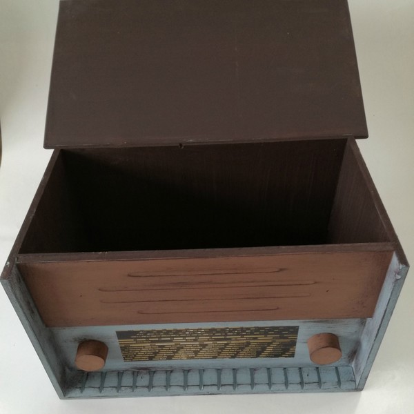 Vintage χειροποίητο κουτί ραδιόφωνο - mdf, κουτιά αποθήκευσης - 3