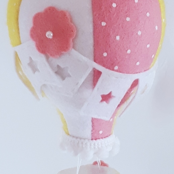 Κίτρινο-ροζ μόμπιλε με αερόστατο και ελεφαντάκια - κορίτσι, μόμπιλε, βρεφικά - 3