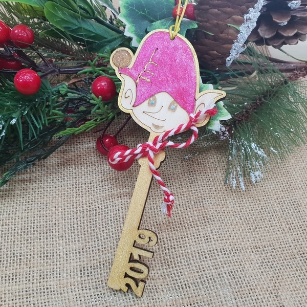 Κλειδί- γούρι 2019 | Άταχτο ξωτικό των Χριστουγέννων - κρεμαστά, γούρια - 3