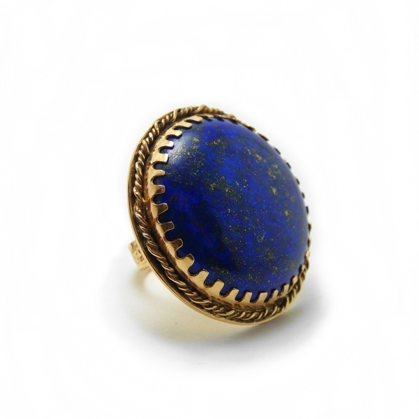 "Μagic lapis" - Χειροποίητο δαχτυλίδι επίχρυσο με ημιπολύτιμο λίθο Lapis Lazuli! - επιχρυσωμένα, μεγάλα, αυξομειούμενα