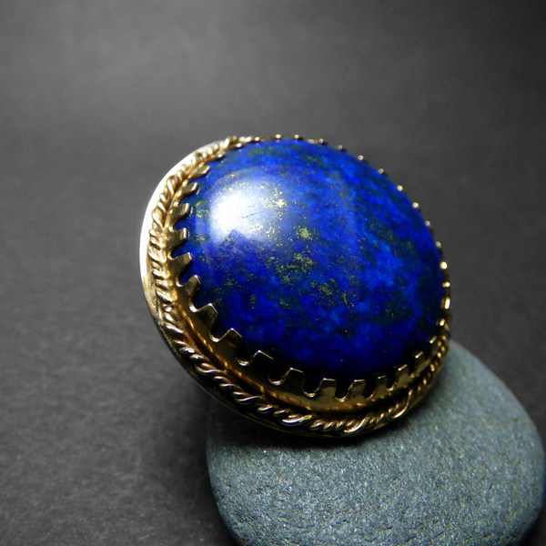 "Μagic lapis" - Χειροποίητο δαχτυλίδι επίχρυσο με ημιπολύτιμο λίθο Lapis Lazuli! - επιχρυσωμένα, μεγάλα, αυξομειούμενα - 2