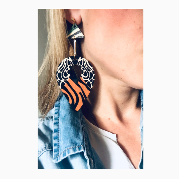 Statement animal print earrings - statement, μακριά, must αξεσουάρ, κρεμαστά, μεγάλα