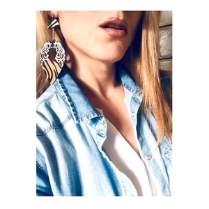 Statement animal print earrings - statement, μακριά, must αξεσουάρ, κρεμαστά, μεγάλα - 3