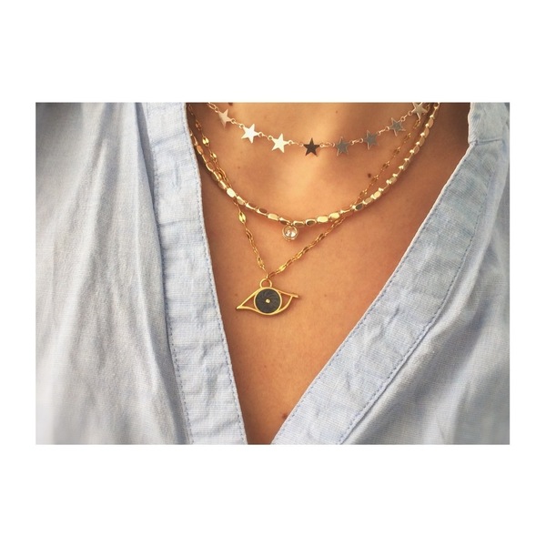 STar necklace - επιχρυσωμένα, ορείχαλκος, επάργυρα, αστέρι, κοντά, boho, κρεμαστά, φθηνά - 3