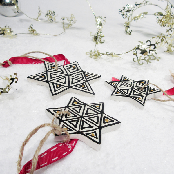 Κεραμικά Χριστουγεννιάτικα Στολίδια | Σκανδιναβική Διακόσμηση | Αστεράκια - πηλός, διακοσμητικά, χριστουγεννιάτικα δώρα, στολίδια - 2