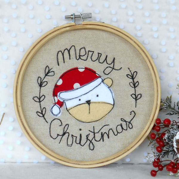 Χριστουγεννιατικο Διακοσμητικό Τελάρο Κεντήματος MERRY CHRISTMAS - διακοσμητικά, χριστουγεννιάτικα δώρα - 2