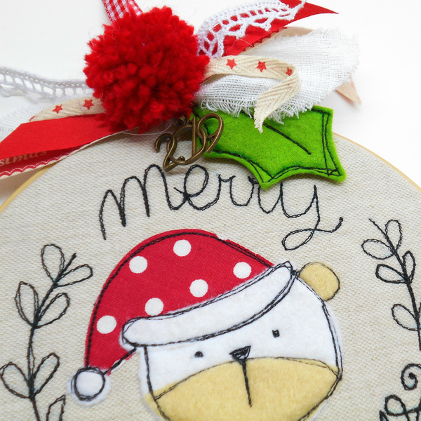 Χριστουγεννιατικο Διακοσμητικό Τελάρο Κεντήματος MERRY CHRISTMAS - διακοσμητικά, χριστουγεννιάτικα δώρα - 3