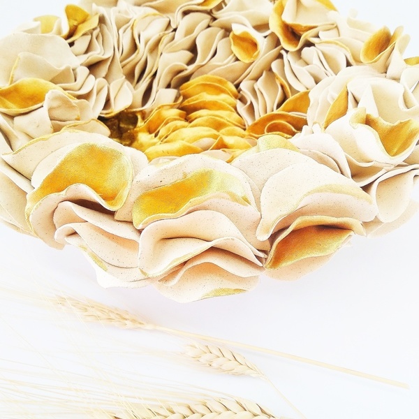 Limited Edition Flower Collection_Wall Decoration Flower with Gold touches - πηλός, διακοσμητικά - 2