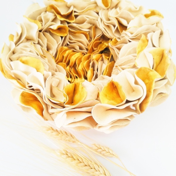 Limited Edition Flower Collection_Wall Decoration Flower with Gold touches - πηλός, διακοσμητικά - 4