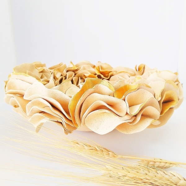 Limited Edition Flower Collection_Wall Decoration Flower with Gold touches - πηλός, διακοσμητικά - 5