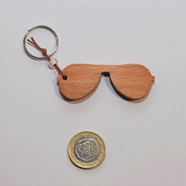 Ξύλινο μπρελόκ γυαλιά ηλίου - χειροποίητα - 3