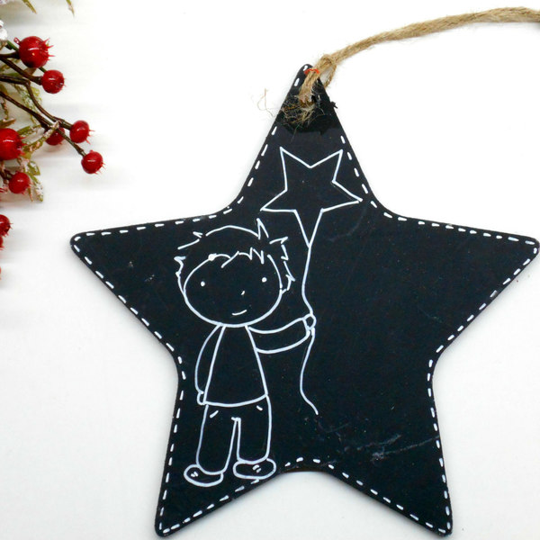 Χειροποίητο Χριστουγεννίατικο στολίδι μαυροπίνακας - ζωγραφισμένα στο χέρι, ξύλινο, ξύλινο, στολίδια, δώρα για δασκάλες - 4