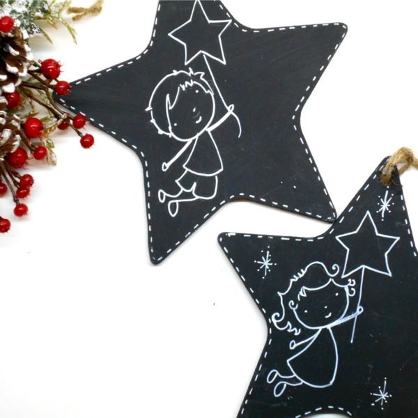 Χειροποίητο Χριστουγεννίατικο στολίδι μαυροπίνακας - ζωγραφισμένα στο χέρι, ξύλινο, ξύλινο, στολίδια, δώρα για δασκάλες - 5