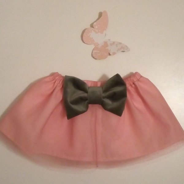 Τούλινη Φούστα με Υφασμα (φόδρα) και Βελούδινο Φιογκο - φιόγκος, κορίτσι, δωράκι, 0-3 μηνών, παιδικά ρούχα, 1-2 ετών