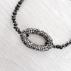 Βραχιόλι Black diamond - ημιπολύτιμες πέτρες, κρύσταλλα, αυξομειούμενα - 2