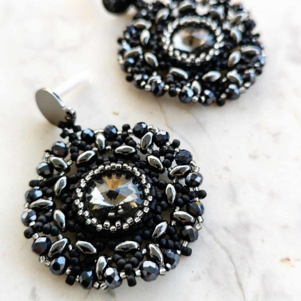 Lace design μαυρα σκουλαρίκια - statement, κρύσταλλα, κρεμαστά, μεγάλα, Black Friday