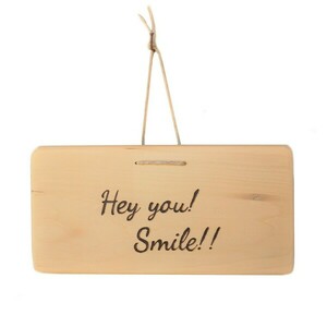 Μικρός ξύλινος πίνακας "Hey you! Smile!!" - ξύλο, πίνακες & κάδρα, κρεμαστά