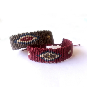 "Evil eye" macrame bracelet - μακραμέ, evil eye, αυξομειούμενα, φαρδιά