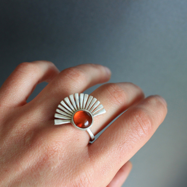 Ασημένιο Δαχτυλίδι με πέτρα "Kimono" - ασήμι, ημιπολύτιμες πέτρες, μεγάλα, αυξομειούμενα
