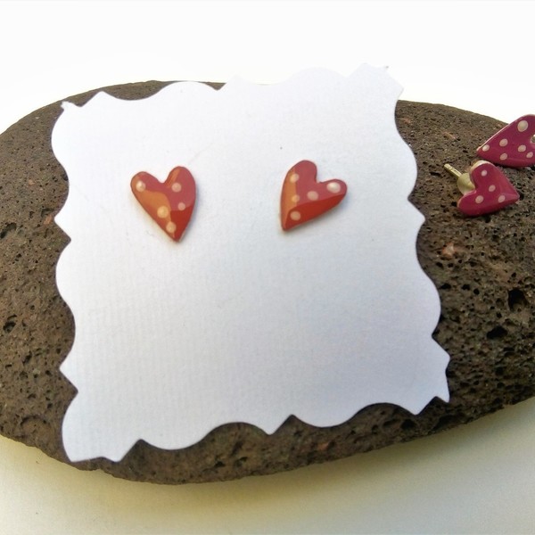 Σκουλαρίκια καρδούλες - καρδιά, δώρο, αγάπη, καρφωτά - 4
