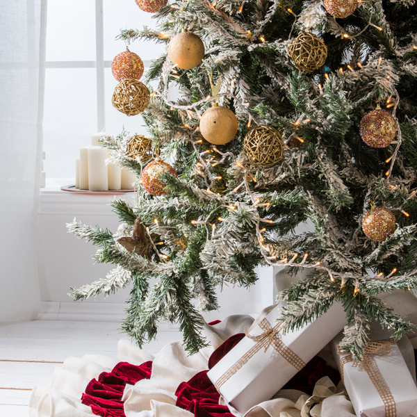 Βελουδινη Χριστουγεννιάτικη ποδιά για το δέντρο των χριστουγέννων - ύφασμα - 4