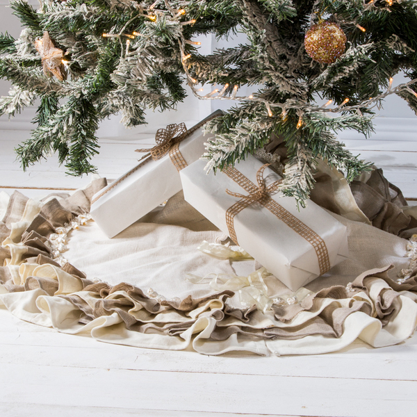Χριστουγεννιάτικη ποδιά με βολάν για το δέντρο των χριστουγέννων - ύφασμα, χριστουγεννιάτικο, χριστουγεννιάτικα δώρα, πρώτα Χριστούγεννα