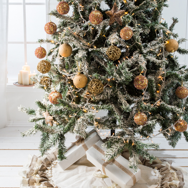 Χριστουγεννιάτικη ποδιά με βολάν για το δέντρο των χριστουγέννων - ύφασμα, χριστουγεννιάτικο, χριστουγεννιάτικα δώρα, πρώτα Χριστούγεννα - 4