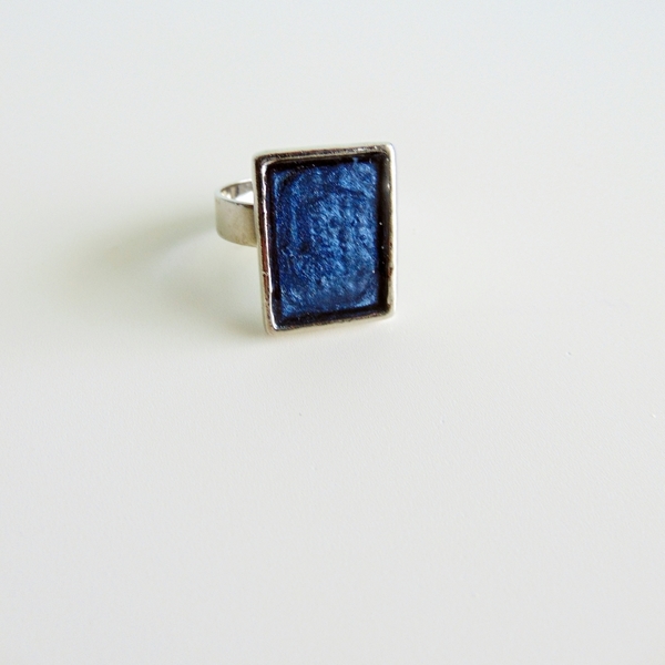 Μπλε δαχτυλίδι ''Queen Anna'' - ορείχαλκος, επάργυρα, αυξομειούμενα - 2