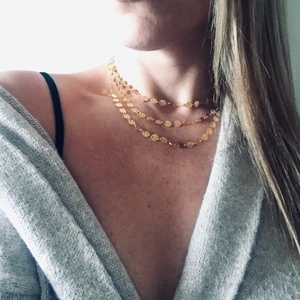 Layer gold plated chain necklace - μοντέρνο, κοντά, layering, μπρούντζος, επιχρυσωμένο στοιχείο