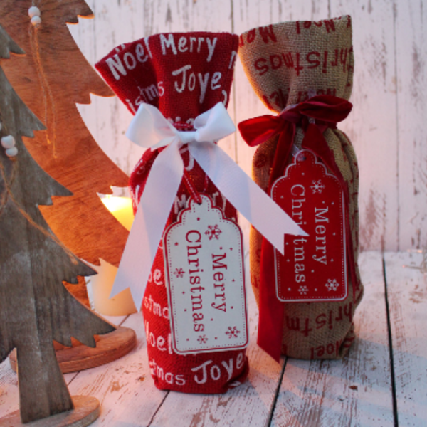 Χριστουγεννιάτικες θήκες για μπουκάλια - Σετ των 3 τεμαχίων - χριστουγεννιάτικο, χριστουγεννιάτικα δώρα