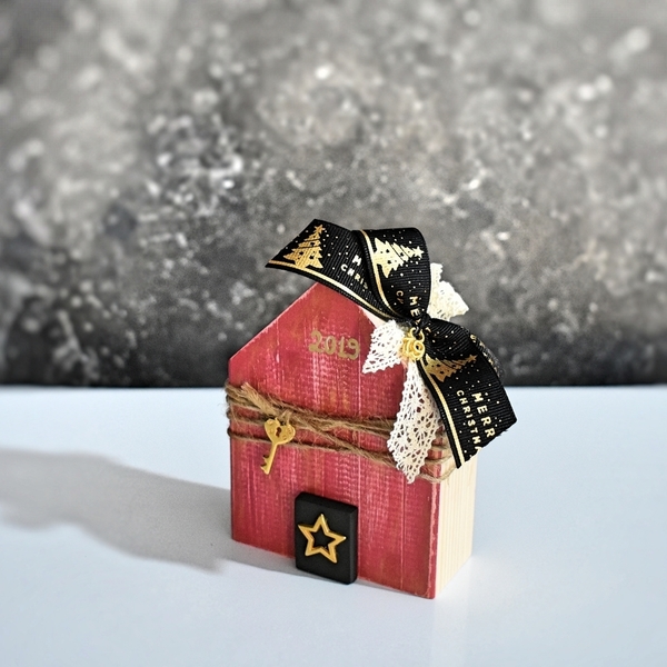 Ξύλινο σπιτάκι γούρι 2019 | Red - σπιτάκι, χριστουγεννιάτικα δώρα, ξύλινα διακοσμητικά, γούρια