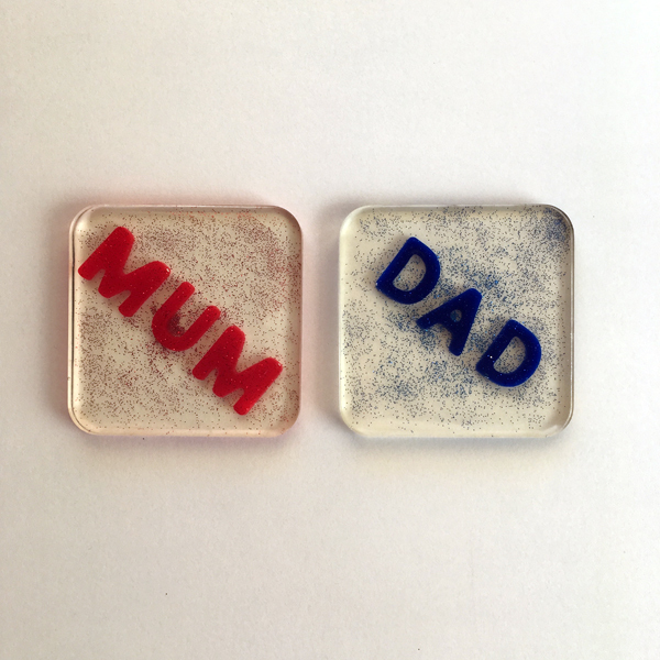 Mum Dad coasters - γυαλί, σουβέρ, χειροποίητα, πρωτότυπα δώρα, είδη σερβιρίσματος