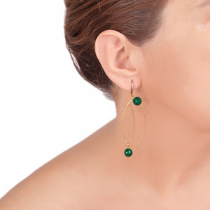 ΠΛΑΝΗΤΕΣ σκουλαρίκια με πράσινο αχάτη - ορείχαλκος, μακριά, κρεμαστά, γάντζος - 2