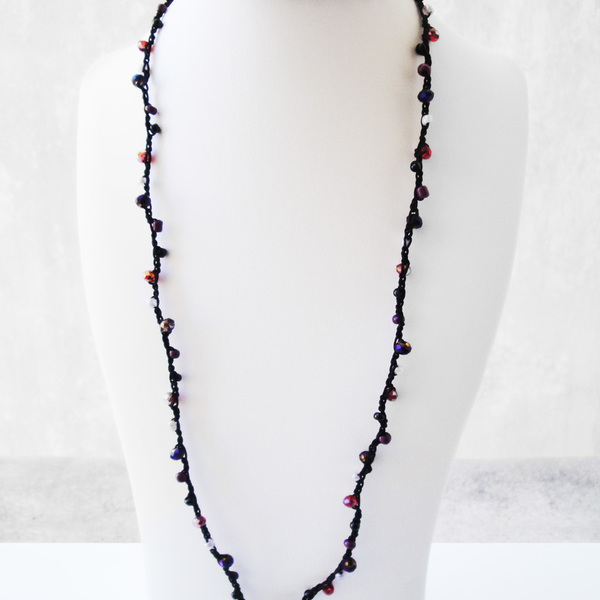 101 Beads βραχιόλι - κολιέ μαύρο κόκκινο μωβ ιριζέ - γυναικεία, χάντρες, πολύσειρα - 3