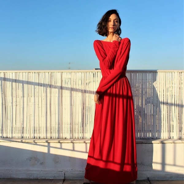 Red maxi dress με ανοιχτή πλάτη - 5